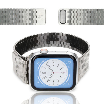 Pasek ze stali nierdzewnej Bizon Strap Watch Titanium do Apple Watch 42/44/45/49mm, srebrny