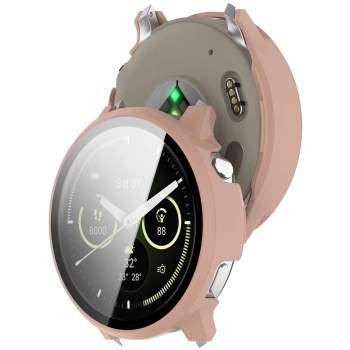 Etui ze szkłem do zegarka Bizon Case Watch Adamo do Garmin Venu 4 41 mm, różowe