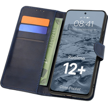 Etui z klapką Bizon Case Pocket do Realme 12+, granatowe