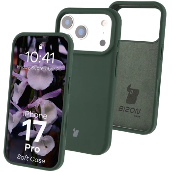 Silikonowe etui Bizon Soft Case do iPhone 17 Pro, ciemnozielone