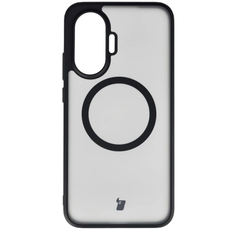 Etui z pierścieniem magnetycznym Bizon Case MatteO do Xiaomi POCO F7, przydymione-czarne