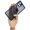 Etui z uchwytem na palec Bizon Case Hybrid Ring do Motorola Edge 30 Fusion, przydymione z granatową ramką