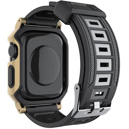Etui z paskiem Bizon Strap + Case Watch Armor do Apple Watch 40 / 41mm, złote