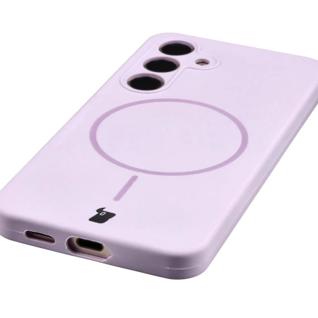 Silikonowe etui z pierścieniem magnetycznym Bizon Soft Case Magnetic do Galaxy S24, jasnofioletowe