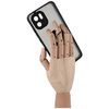 Etui z uchwytem na palec Bizon Case Hybrid Ring do Xiaomi Redmi A1, przydymione z czarną ramką