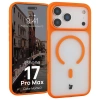 Etui z pierścieniem magnetycznym Bizon Case MatteO do iPhone 17 Pro Max, przydymione-pomarańczowe
