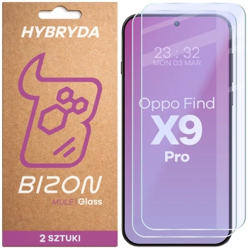 Elastyczne szkło hybrydowe Bizon Glass Mule Duo do Oppo Find X9 Pro, 2 sztuki