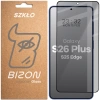 Prywatyzujące szkło hartowane Bizon Glass Edge Shadow do Galaxy S26 Plus / S25 Edge, przyciemniane z czarną ramką