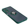 Etui z uchwytem na palec Bizon Case Hybrid Ring do Oppo A78 5G, przydymione z ciemnozieloną ramką