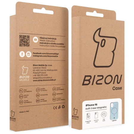 Silikonowe etui z pierścieniem magnetycznym Bizon Soft Case Magnetic do iPhone 16, błękitne