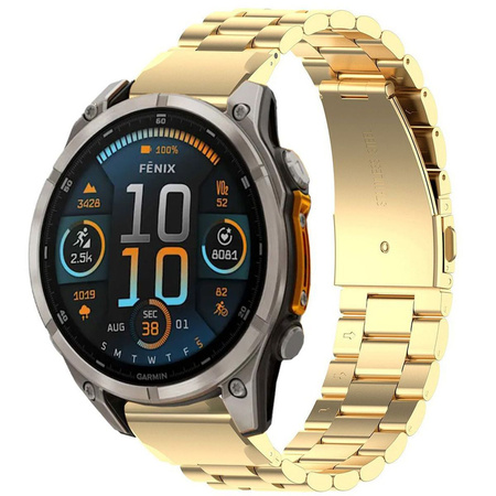 Pasek ze stali nierdzewnej do smartwatcha, Bizon Strap Watch Aura, QuickFit 22 mm, złoty