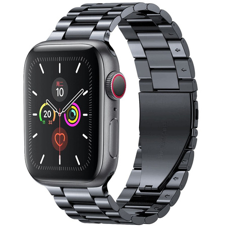 Pasek ze stali nierdzewnej Bizon Strap Watch Aura do Apple Watch 49/46/45/44/42 mm, czarny