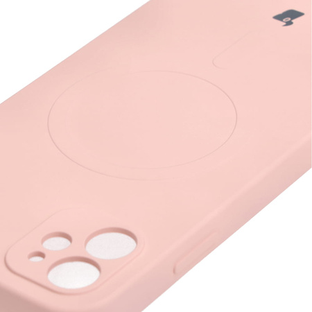 Etui silikonowe z pierścieniem magnetycznym Bizon Case Silicone Magnetic do iPhone 11, jasnoróżowe