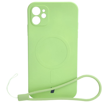 Etui silikonowe z pierścieniem magnetycznym Bizon Case Silicone Magnetic do iPhone 11, jasnozielone