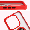 Etui z uchwytem na palec Bizon Case Hybrid Ring do Xiaomi Redmi Note 14 4G, przydymione z czerwoną ramką