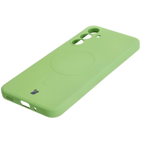 Silikonowe etui z pierścieniem magnetycznym Bizon Case Silicone Magnetic Sq do Galaxy A16 4G / 5G, jasnozielone