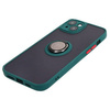 Etui z uchwytem na palec Bizon Case Hybrid Ring do iPhone 15 Plus, przydymione z ciemnozieloną ramką