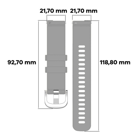 Pasek silikonowy do smartwatcha, Bizon Strap Watch Silicone Pro T, Quick Release 22 mm, jasnoszary