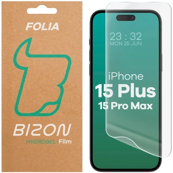 Folia hydrożelowa na ekran Bizon Glass Hydrogel Front do iPhone 15 Plus / 15 Pro Max , 1 sztuka