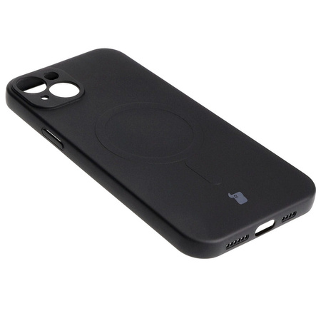 Etui silikonowe z pierścieniem magnetycznym Bizon Case Silicone Magnetic do iPhone 15 Plus, czarne