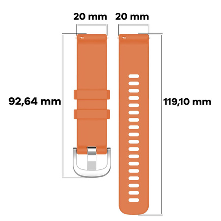 Pasek silikonowy do smartwatcha, Bizon Strap Watch Silicone Pro T, Quick Release 20 mm, pomarańczowy