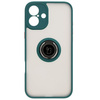 Etui z uchwytem na palec Bizon Case Hybrid Ring do iPhone 16 Plus, przydymione z ciemnozieloną ramką