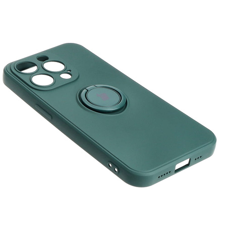 Etui Bizon Case Silicone Ring Sq do Apple iPhone 15 Pro, ciemnozielone