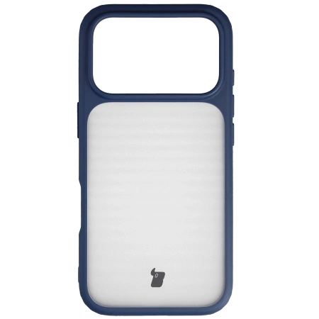 Etui Bizon Case Angelo do iPhone 17 Pro, półprzezroczyste z granatową ramką