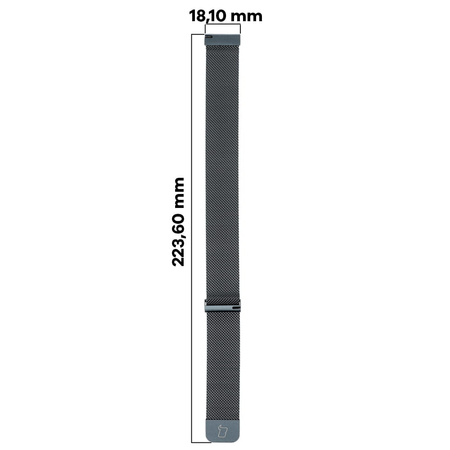 Pasek ze stali nierdzewnej do smartwatcha, Bizon Strap Watch Chain, Quick Release 20 mm, szary