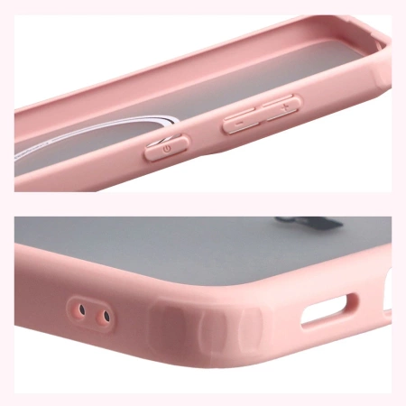 Etui z pierścieniem magnetycznym Bizon Case MatteO do Galaxy S25 FE, przydymione-jasnoróżowe