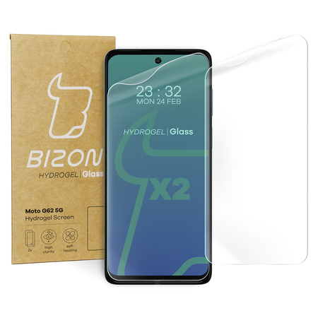 Folia hydrożelowa na ekran Bizon Glass Hydrogel, Moto G62 5G, 2 sztuki