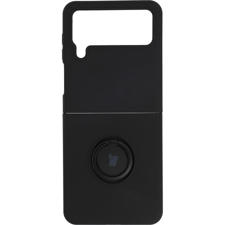 Etui Bizon Case Silicone Ring Sq do Galaxy Z Flip4, czarne