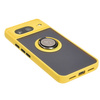 Etui z uchwytem na palec Bizon Case Hybrid Ring do Google Pixel 8, przydymione z żółtą ramką