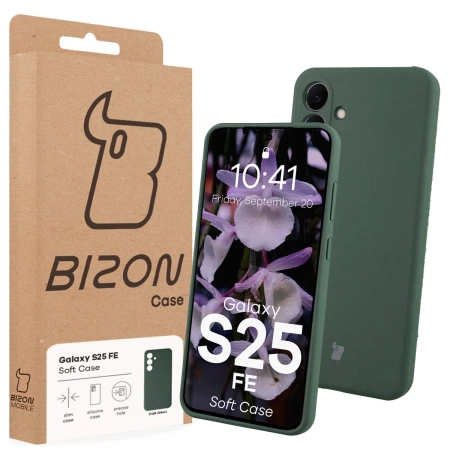 Silikonowe etui Bizon Soft Case do Galaxy S25 FE, ciemnozielone