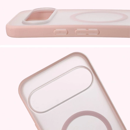 Etui z pierścieniem magnetycznym Bizon Case MatteO do Pixel 10 Pro XL, przydymione-różowe