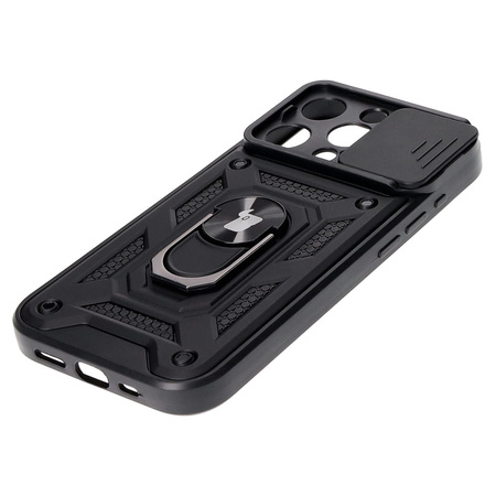 Etui Bizon Case CamShield Ring do iPhone 15 Pro, czarne