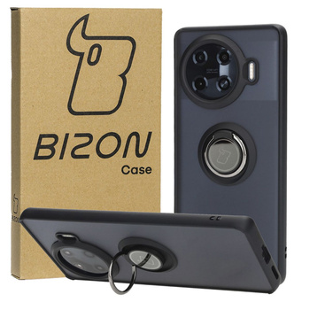 Etui z uchwytem na palec Bizon Case Hybrid Ring do Tecno Spark 20 Pro+, przydymione z czarną ramką