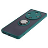 Etui z uchwytem na palec Bizon Case Hybrid Ring do Honor Magic6 Lite, przydymione z ciemnozieloną ramką