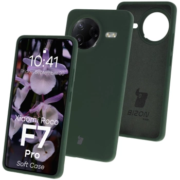 Silikonowe etui Bizon Soft Case do Xiaomi POCO F7 Pro, ciemnozielone