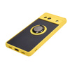 Etui z uchwytem na palec Bizon Case Hybrid Ring do Google Pixel 7A, przydymione z żółtą ramką