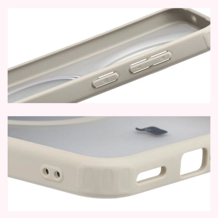 Etui z pierścieniem magnetycznym Bizon Case MatteO do Vivo X300, przydymione-beżowe