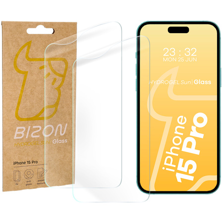 Folia matowa Bizon Glass Hydrogel Sun do iPhone 15 Pro, 2 sztuki