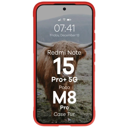 Pancerne etui Bizon Case Tur do Xiaomi Redmi Note 15 Pro Plus 5G / POCO M8 Pro 5G, czerwone