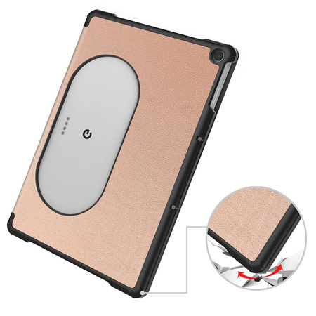 Etui Bizon Case Tab Croc do Google Pixel Tablet, różowozłote