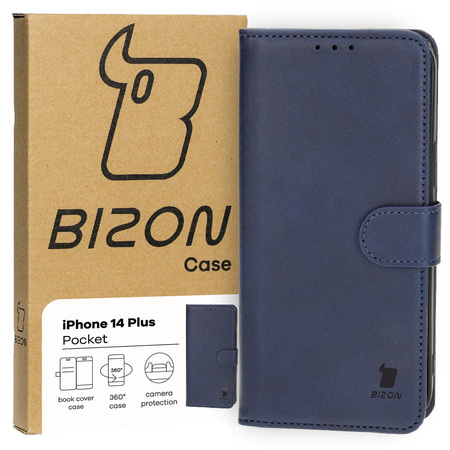 Etui z klapką Bizon Case Pocket do iPhone 14 Plus, granatowe