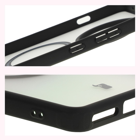Etui z pierścieniem magnetycznym Bizon Case MatteO do OnePlus 13R, półprzezroczyste z czarną ramką