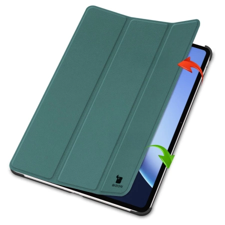 Etui z klapką Bizon Case Tab Croc do OnePlus Pad 3 / 2 Pro / OPPO Pad 4 / 4 Pro, ciemnozielone
