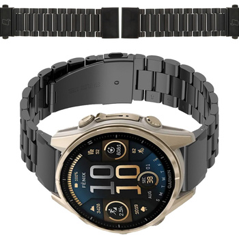 Pasek ze stali nierdzewnej do smartwatcha, Bizon Strap Watch Aura, QuickFit 20 mm, czarny