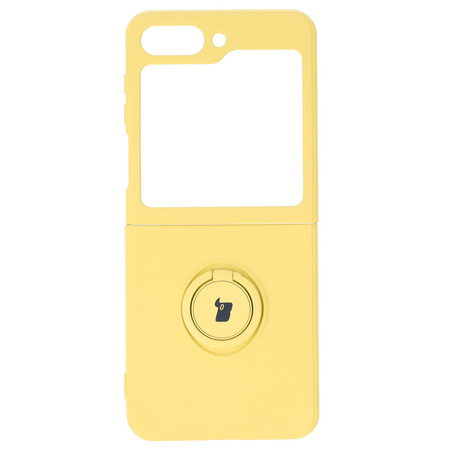 Etui Bizon Case Silicone Ring Sq do Galaxy Z Flip5, żółte