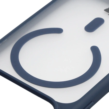 Etui z pierścieniem magnetycznym + szkło hartowane Bizon MatteO Pack do iPhone 17 Pro, przydymione-granatowe